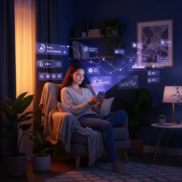 couple sitting together exploring personalized health assessment plans offered by tailored health ai